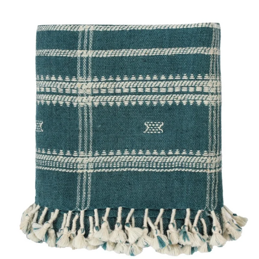 Handwoven Decorative Throw Blanket – Rustic Farmhouse Home Décor
