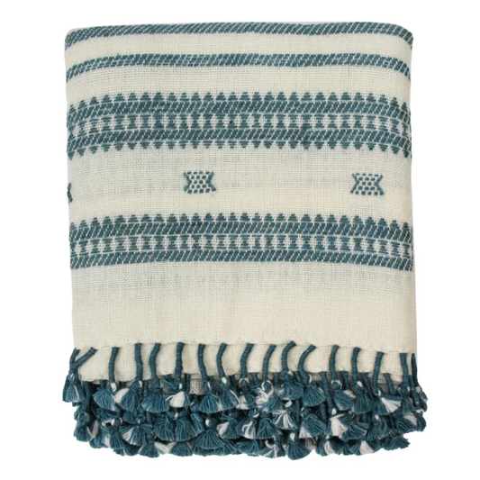 Handwoven Throw Blanket – Cozy Farmhouse Decorative Throw
