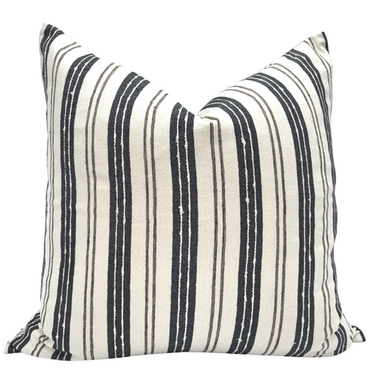 Blue Striped Textured Pillow Cover – Coastal Farmhouse Throw Pillow