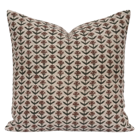 Red Floral Pillow Cover – Cottage Farmhouse Decorative Throw Pillow