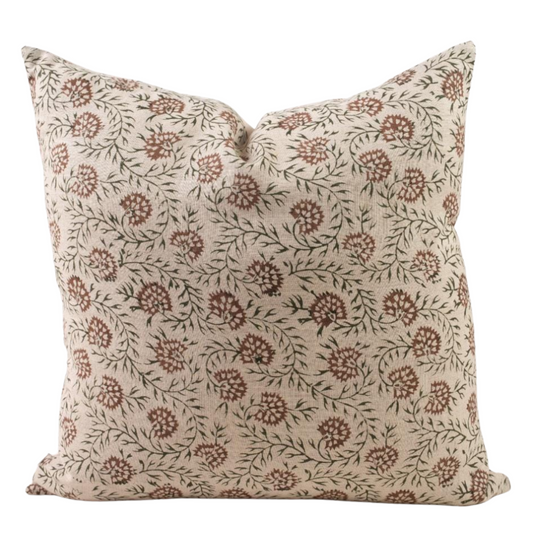 Red Floral Pillow Cover – Cottage Farmhouse Throw Pillow