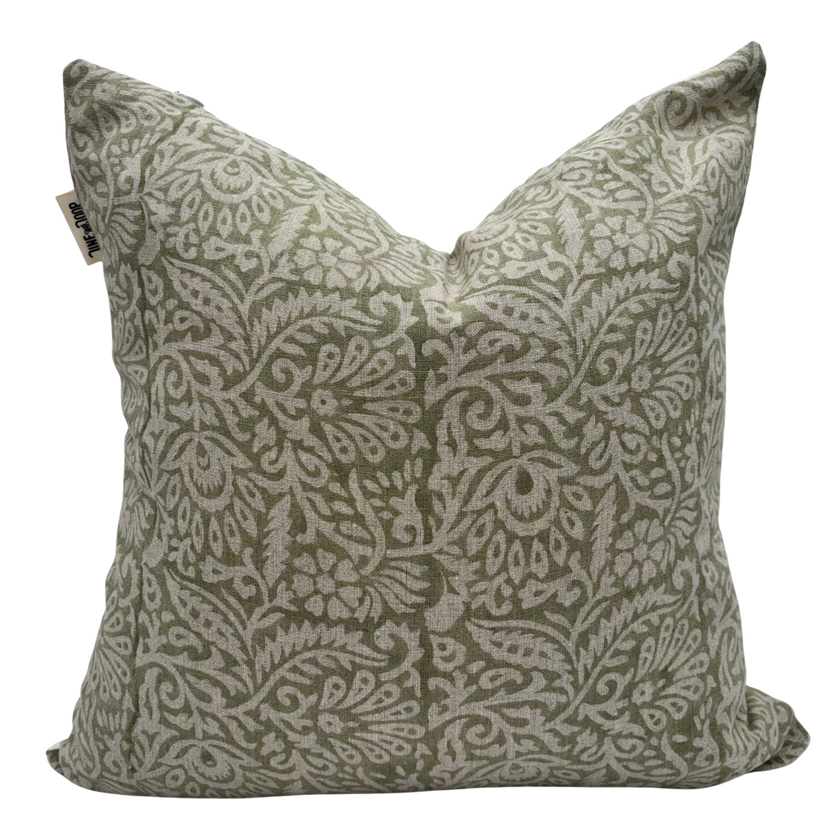 Green Floral Pillow Cover – Cottage Farmhouse Throw Pillow