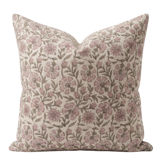 Pink Floral Pillow Cover – Spring Farmhouse Throw Pillow, French Country Cottage Home Decor