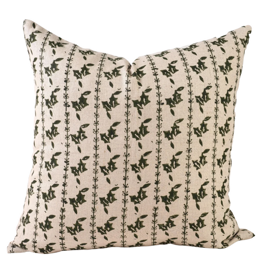 Christmas Holly Pillow Cover – Farmhouse Holiday Throw Pillow