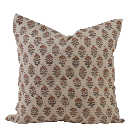 Rust Floral Pillow Cover – French Country Farmhouse Throw Pillow