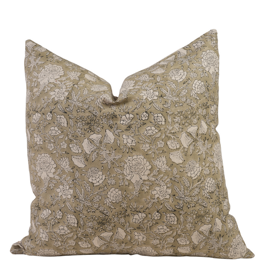 Sage Green Floral Pillow Cover – French Country Farmhouse Throw Pillow