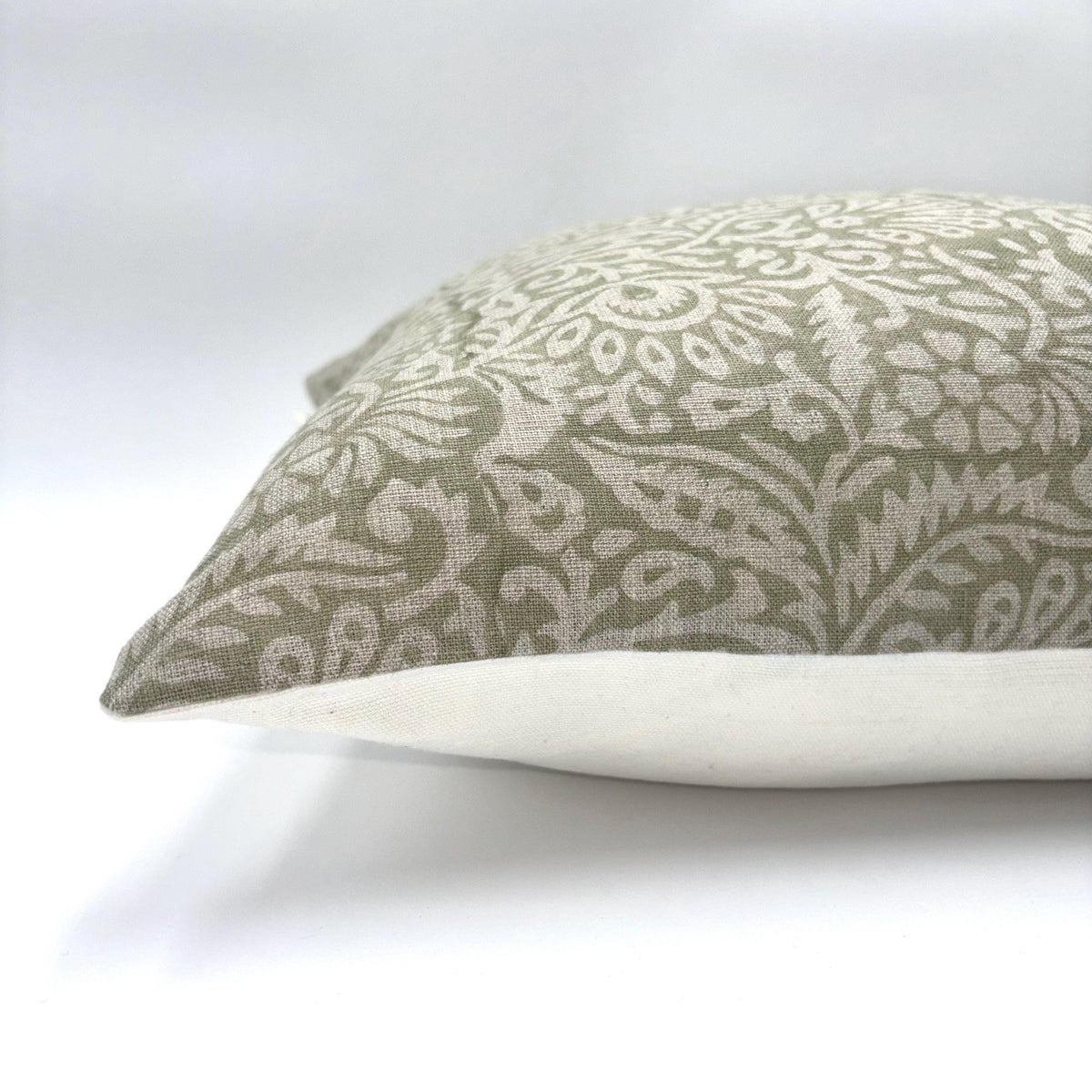 Green Floral Pillow Cover – Cottage Farmhouse Throw Pillow