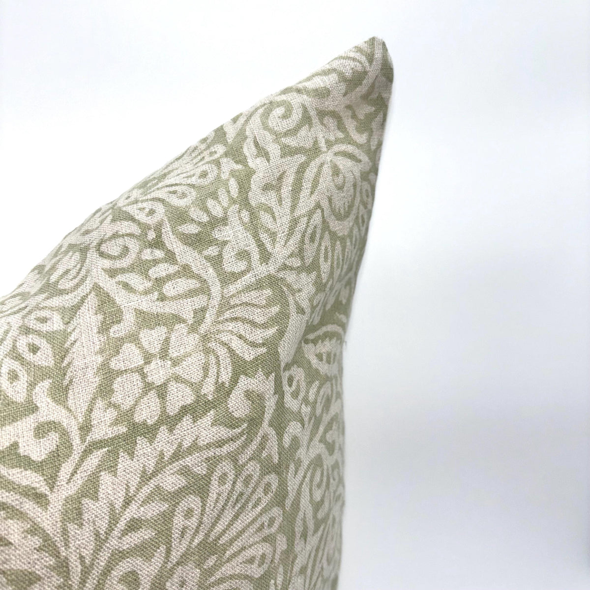 Green Floral Pillow Cover – Cottage Farmhouse Throw Pillow