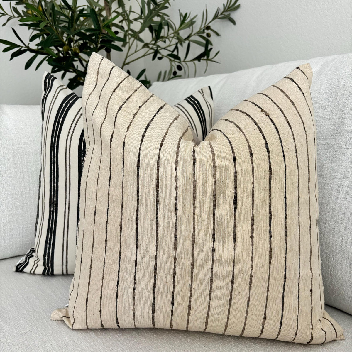 Brown Striped Silk Pillow Cover