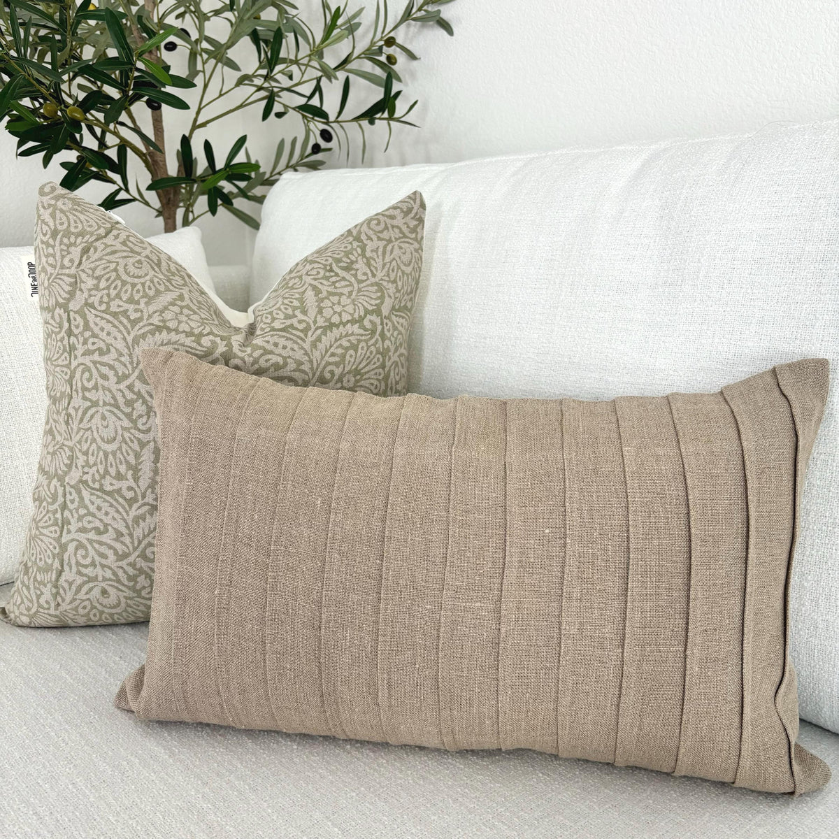 Green Floral Pillow Cover – Cottage Farmhouse Throw Pillow
