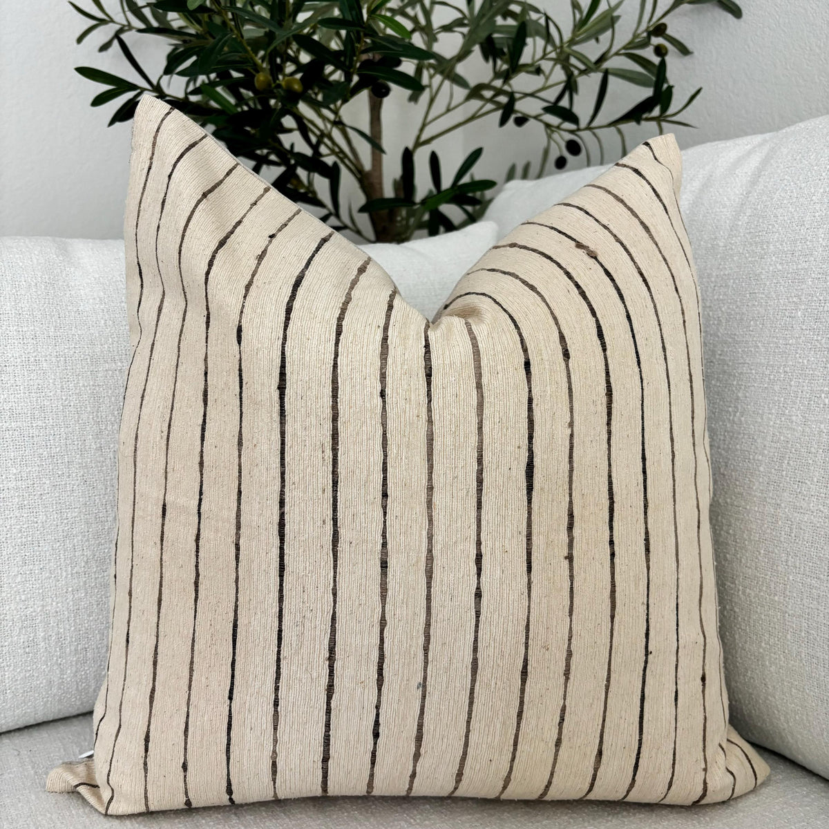 Brown Striped Silk Pillow Cover