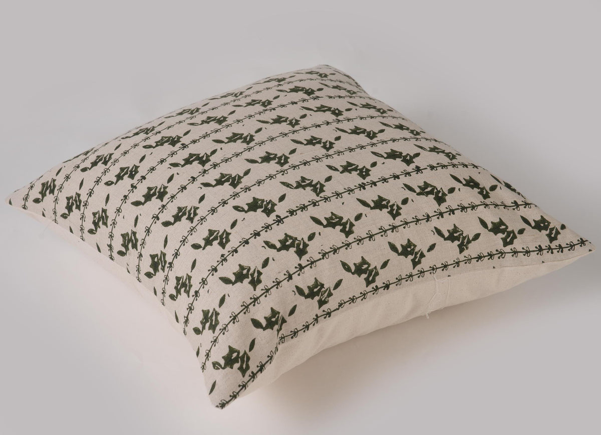 Christmas Holly Pillow Cover – Farmhouse Holiday Throw Pillow