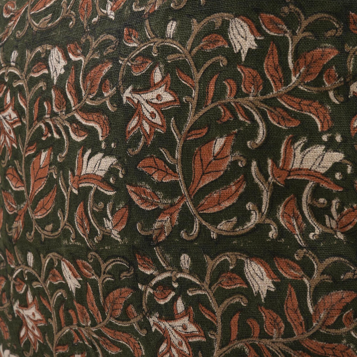 Dark Green Botanical Linen Pillow Cover