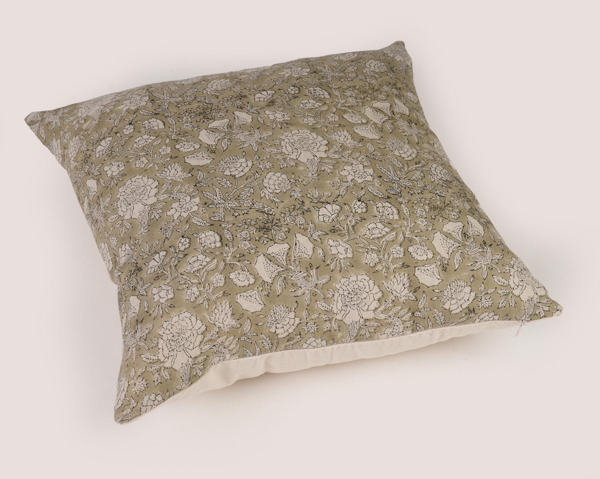 Sage Green Floral Pillow Cover – French Country Farmhouse Throw Pillow