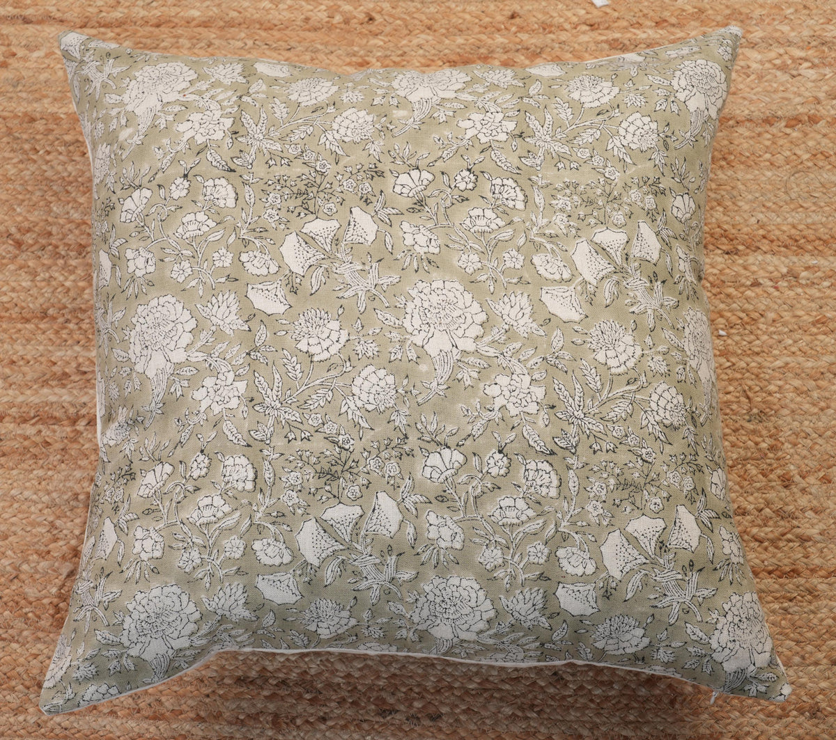 Sage Green Floral Pillow Cover – French Country Farmhouse Throw Pillow