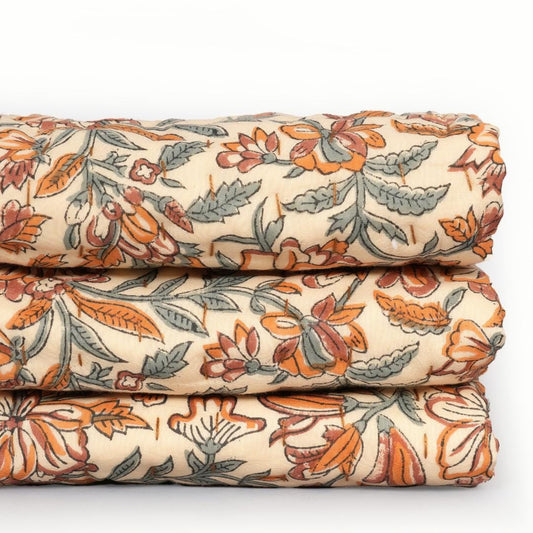 Teal Floral Cotton Quilt – Fall quilt, Lightweight Bedding, French Country Cottage Bedspread