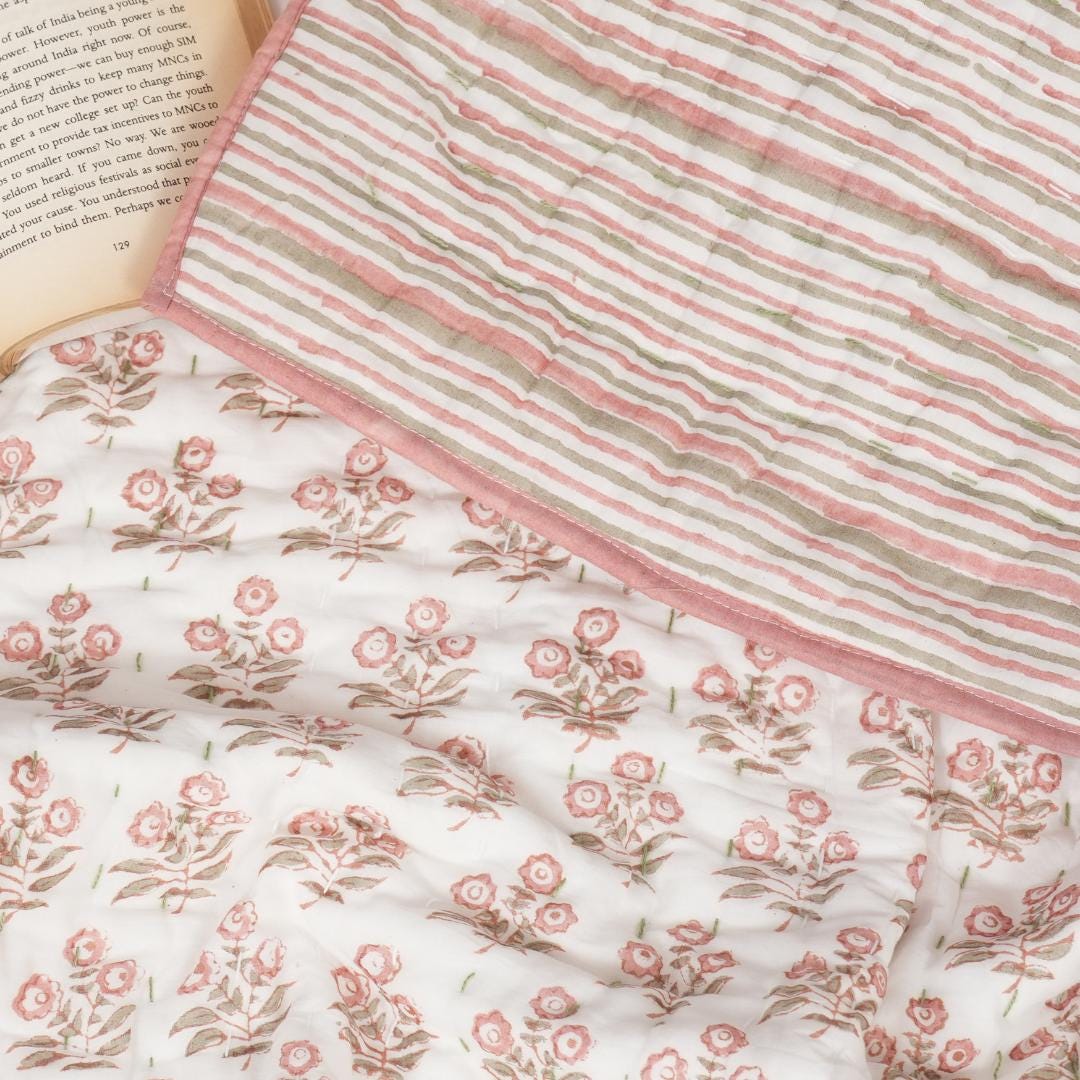 Boho Cotton Quilt – Lightweight Cottage Farmhouse Bedding