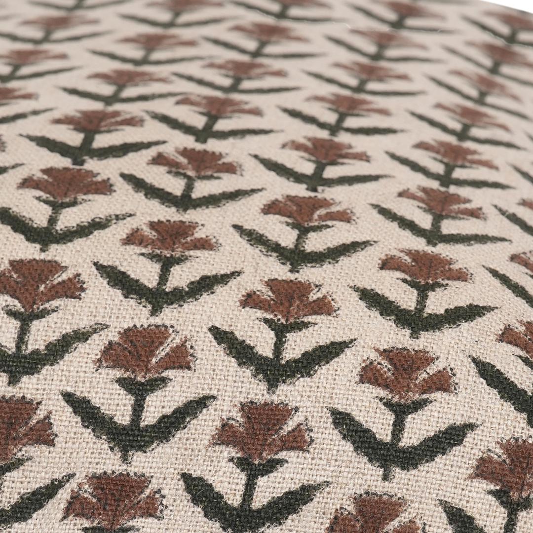 Red Floral Upholstery Fabric by the Yard – Hand Block Printed Linen for Home Décor