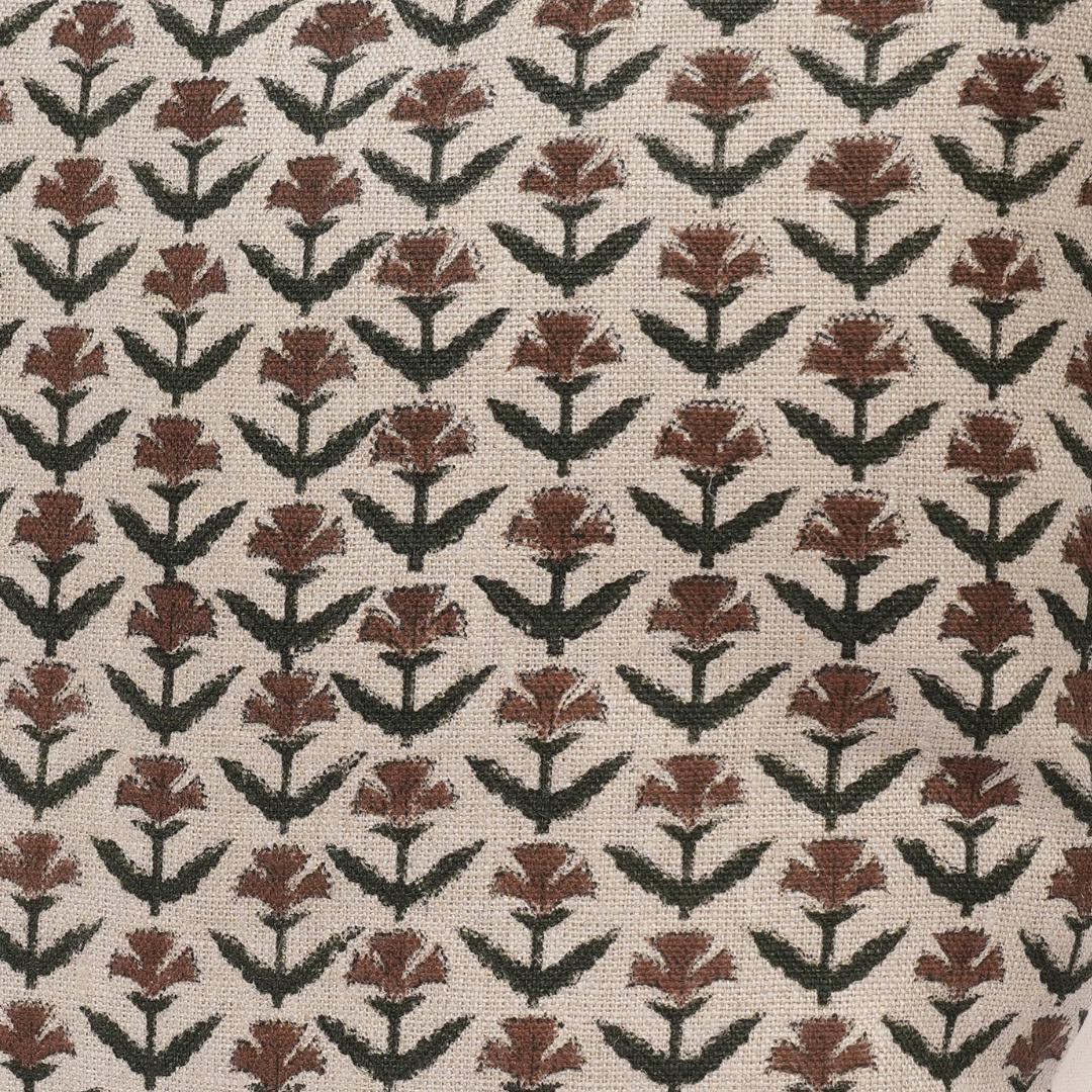 Red Floral Upholstery Fabric by the Yard – Hand Block Printed Linen for Home Décor