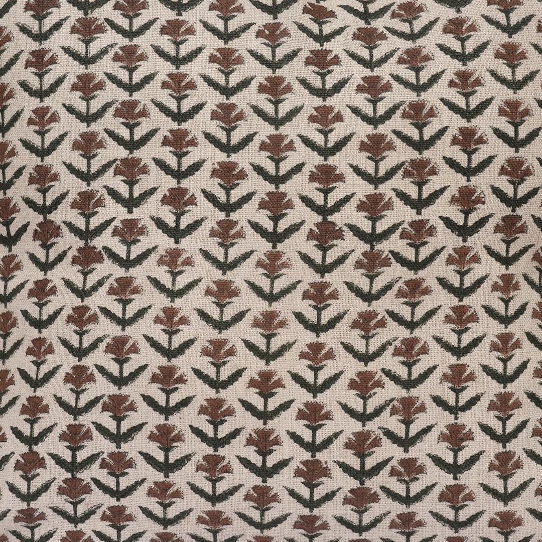 Red Floral Upholstery Fabric by the Yard – Hand Block Printed Linen for Home Décor