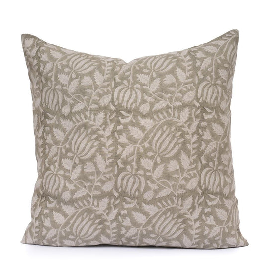 Green Pillow Cover - Floral Farmhouse pillow cover