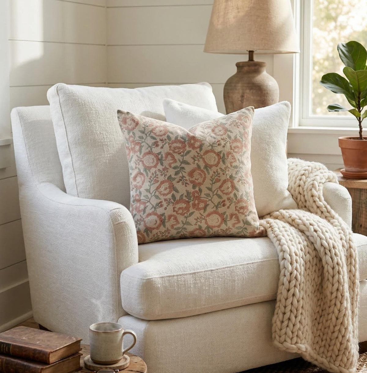 French Country Floral Pillow Cover – Cottage Farmhouse Throw Pillow
