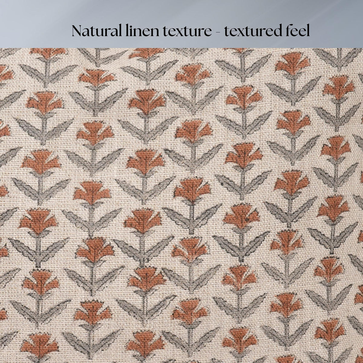 Rust Floral Ruffled Linen Pillow Cover