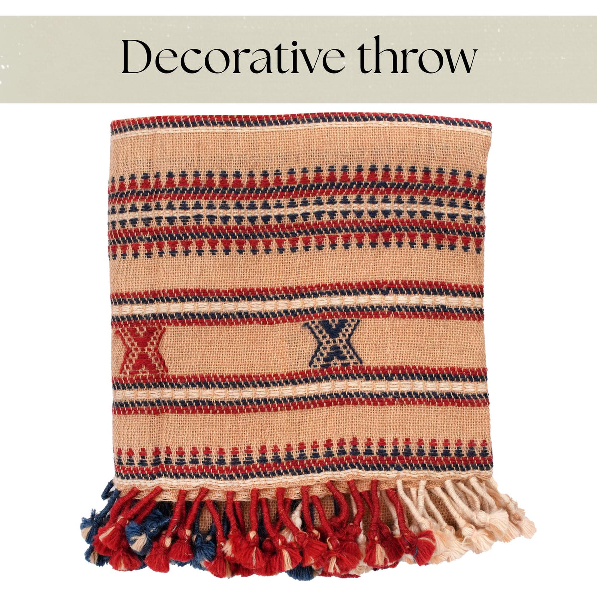 Handwoven Decorative Throw Blanket – Cozy Farmhouse Home Décor