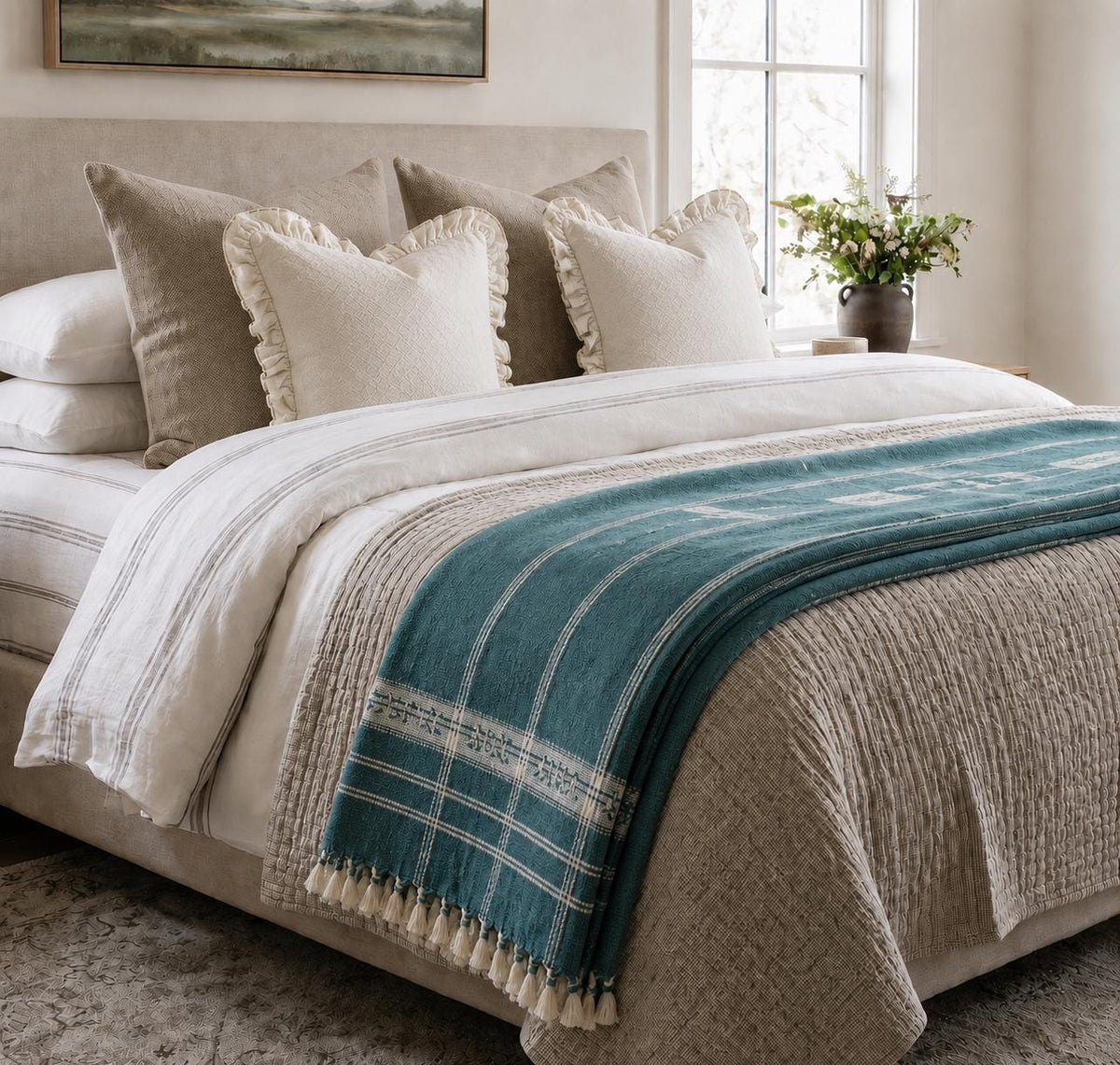 Handwoven Decorative Throw Blanket – Rustic Farmhouse Home Décor