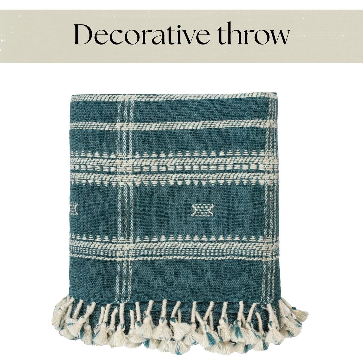 Handwoven Decorative Throw Blanket – Rustic Farmhouse Home Décor