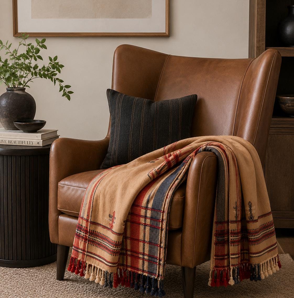 Handwoven Decorative Throw Blanket – Cozy Farmhouse Home Décor