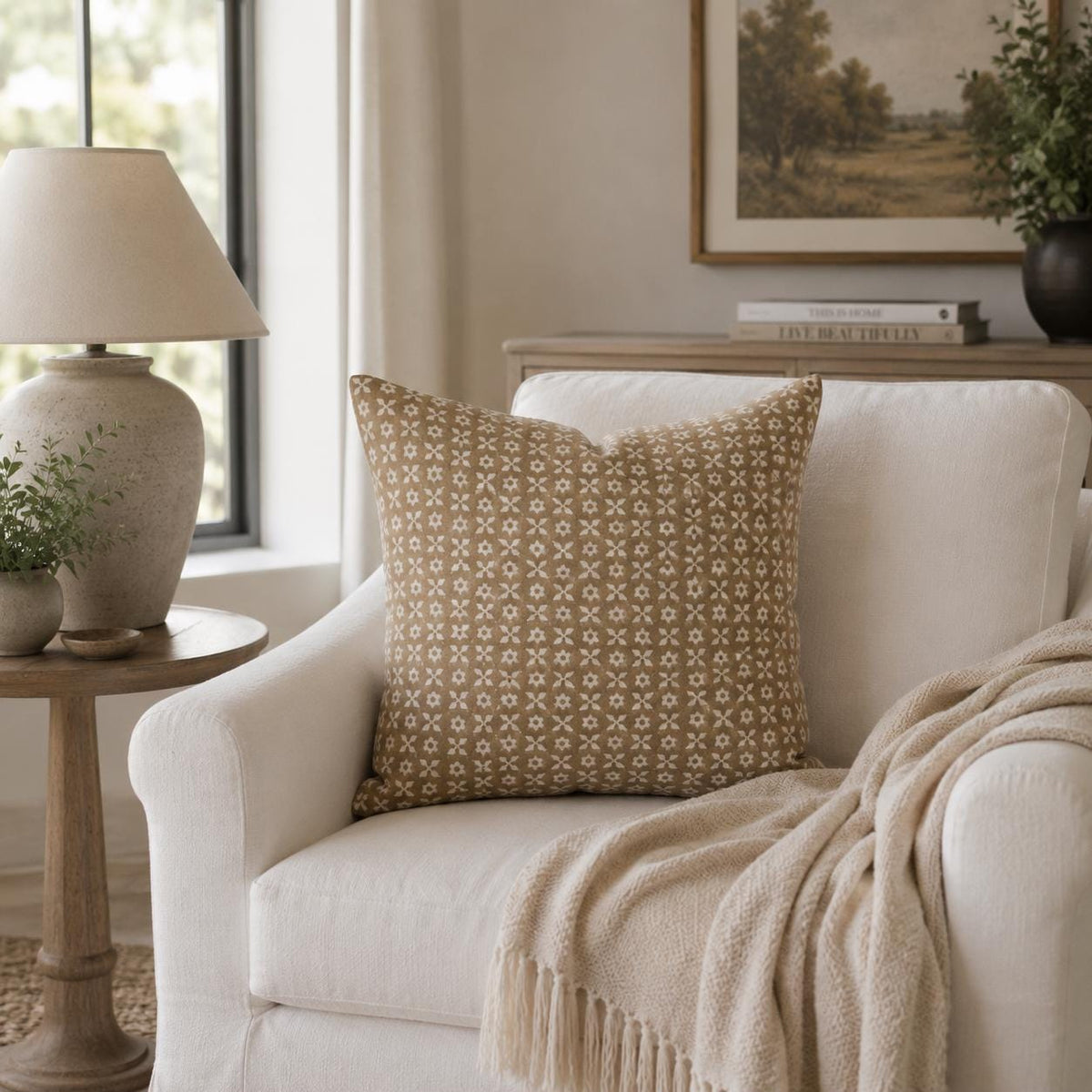 Floral Pillow Cover – Modern Rustic Farmhouse Throw Pillow