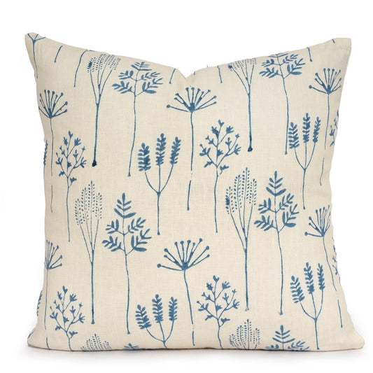 Blue Floral Pillow Cover – Farmhouse Cottage Decorative Throw Pillow