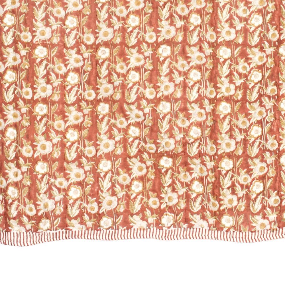 Floral Cotton Quilt – Hand Block Printed Cottage Farmhouse Bedding