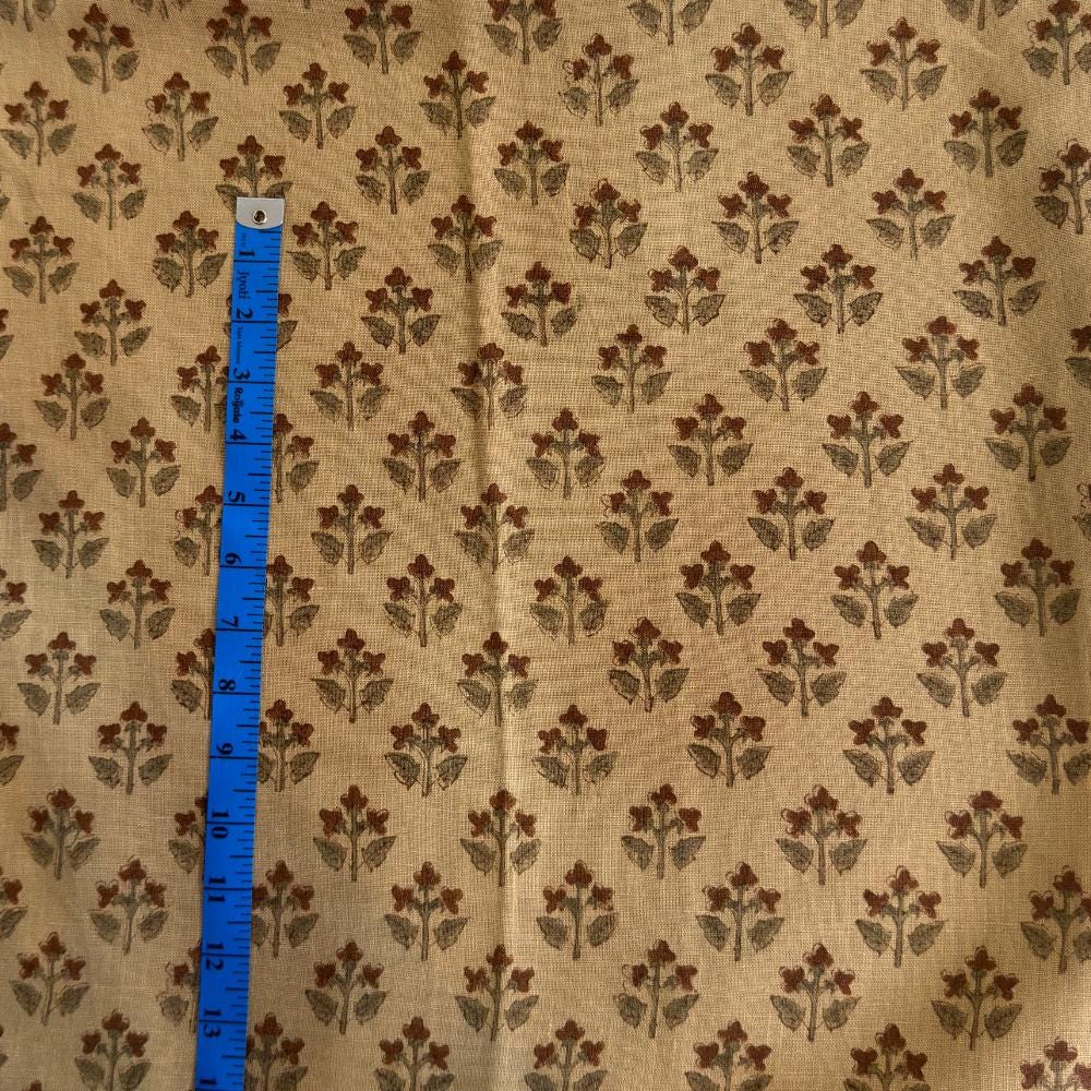 Floral Linen Upholstery Fabric by the Yard – Hand Block Printed Home Decor Fabric for Curtains & Pillows