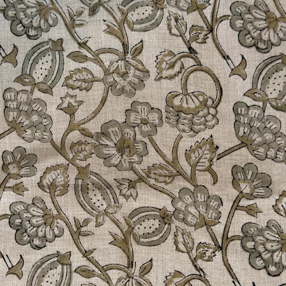 Linen Upholstery Fabric by the Yard – Hand Block Printed Fabric for Curtains, Pillows & Home Decor