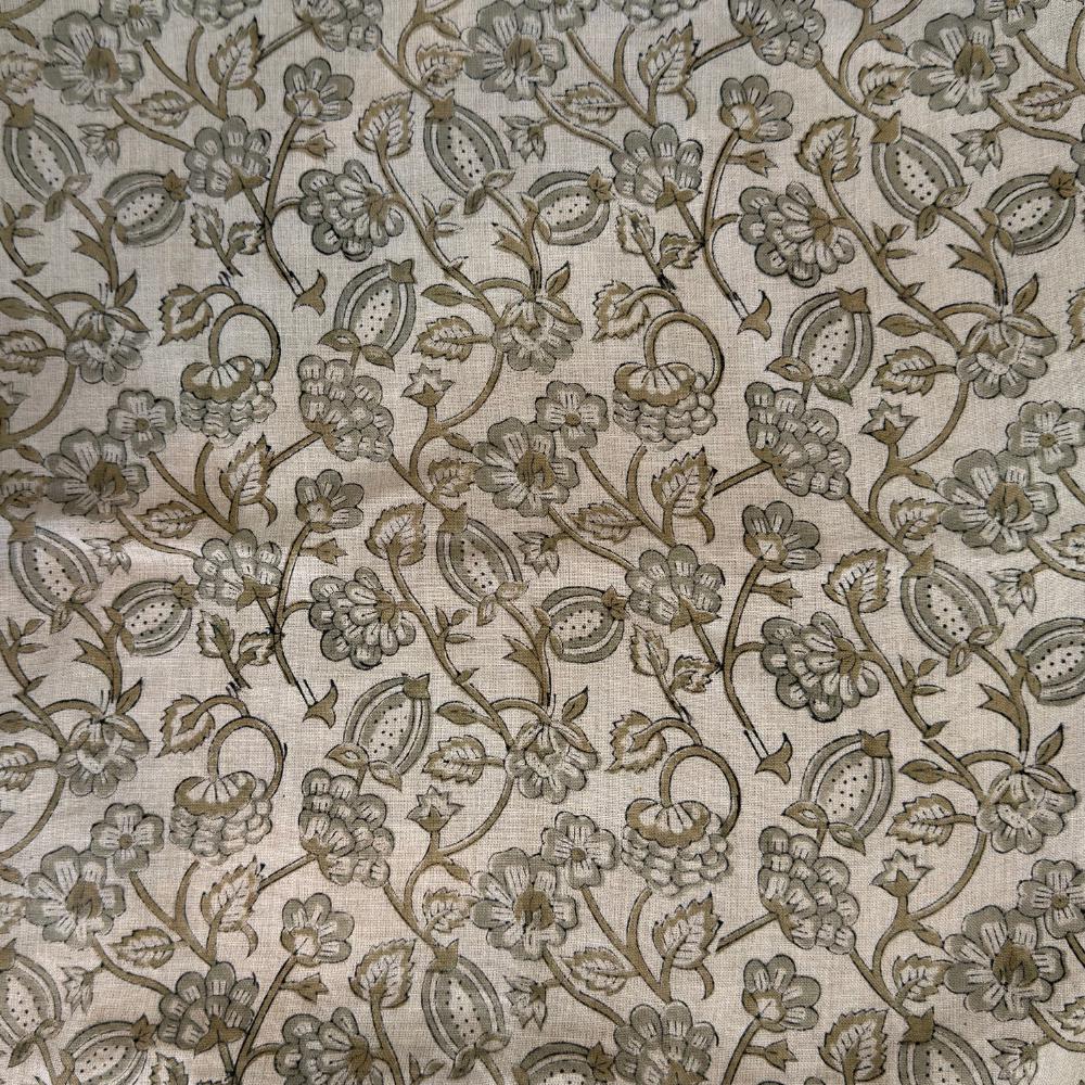 Linen Upholstery Fabric by the Yard – Hand Block Printed Fabric for Curtains, Pillows & Home Decor