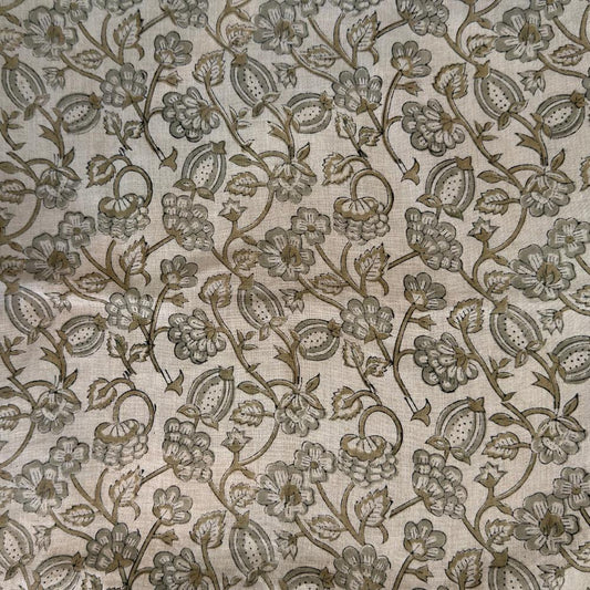 Linen Upholstery Fabric by the Yard – Hand Block Printed Fabric for Curtains, Pillows & Home Decor